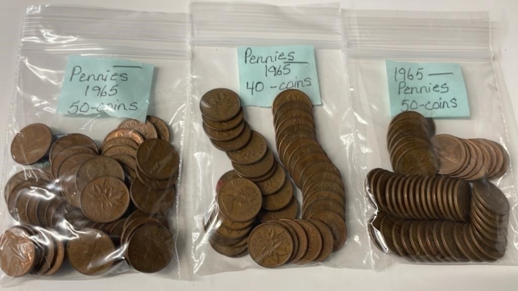 140 1965 Canadian Pennies