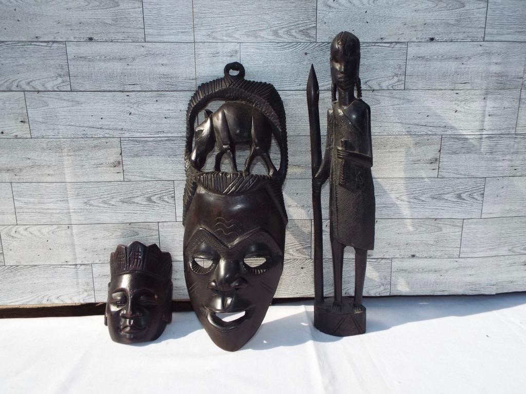 Vintage African Style wood carvings. Two masks
