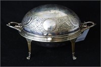 Victorian silver plated bun warmer on stand