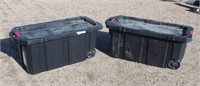 (2) Husky Roller Totes with Lids - 45 gal.