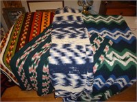 3pc Vintage Hand Made Crochet Blankets / Throws