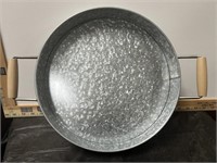 Galvanized Tray with Wood Handles