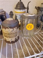 COLLECTION OF 3 BEER STEINS