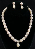 Freshwater Pearl Drop Necklace and Earrings