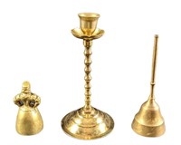 Vintage Brass Bells & Candlestick Holder