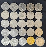 25 Eisenhower Dollar 1970's Coins