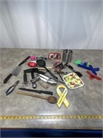 Assortment of kitchen utensils and tools and