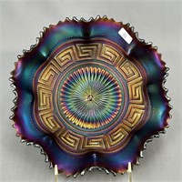 Greek Key ruffled bowl w/ BW back - purple