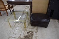 Foot Stool & Glass Top Coffee Table