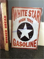 WHITE STAR GASOLINE TIN SIGN-APPROX 12"TX8'W