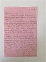 Mary Weddle signed letter