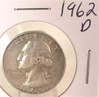 1962 D Washington Silver Quarter