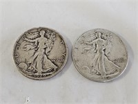 2 Walking Liberty Silver Half Dollar Coins