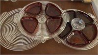 3 DEPRESSION GLASS DIVIDED TRAY