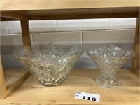 GLASS PUNCHBOWL, CUPS, SPOON AND MORE