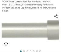 VOIIY Silver Curtain Rods for Windows 18 to 45