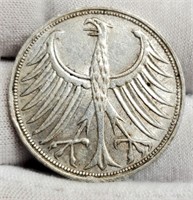 1966-F German Silver 5 Deutsche Mark