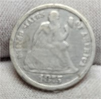 1875 Liberty Seated Dime