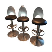 Stainless Counter Stools with Leather Seats X 3