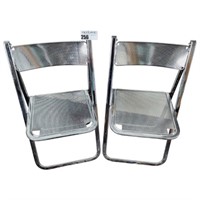 Vintage Tamara Chrome Folding Chairs Pair