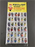 Vtg Unused Sheet Mr Magoo & Friends Puffy Stickers