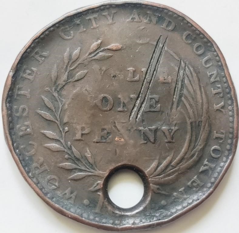 Worcestershire 1811 ONE PENNY coin 40mm