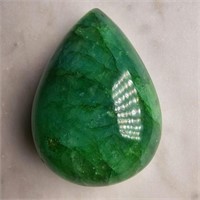 CERT 197 Ct Cabochon Emerald, Pear Shape, GRS Lab