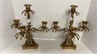 (2) brass candlestick holders (1 arm loose)