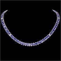 `14k Gold 55.00ct Tanzanite & 1.35ct Diamond Neckl