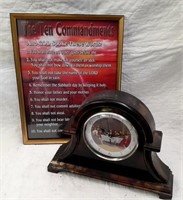 Framed 10 Commandments and Lords Supper Clock