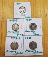 (5) MERCURY DIMES-ASSORTED DATES