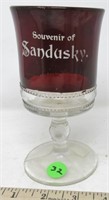 Sandusky ruby red flash glass souvenir glass