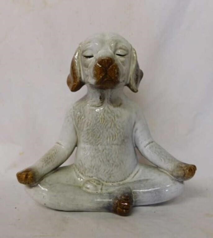 Pier 1 Imports ceramic yoga dog statue, 11" tall