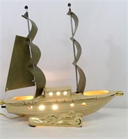 Mid-Century Ceramic Sailing Ship TV Lamp