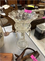 CRYSTAL CANDLE HOLDER W LUSTERS