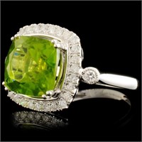 5.46ct Peridot & 0.46ctw Diam Ring in 14K Gold