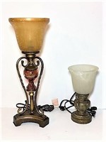 Two Glass and Ceramic Table Lamps