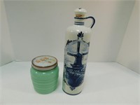Jadite/Blue Delft Vintage Jadite jar with vintage