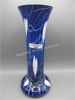 Imperial Freehand 11.25" cobalt vase w/ white