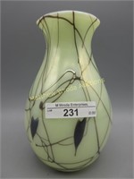 Fenton / Barber 6" custard Heart & Vine vase