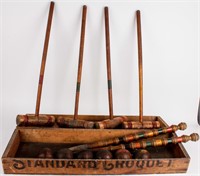 Antique Standard Croquet Wood Yard Game Set