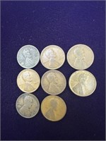 8 Wheat Pennies, Various Dates