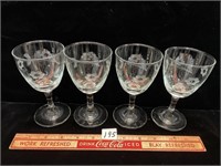 NICE SET ETCHED GLASS GLASSES
