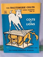 Baltimore Colts vs Lions Dec 4 1960 program
