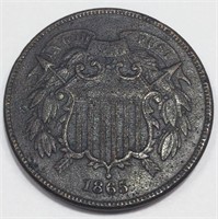 1865 Two Cent Piece High Grade