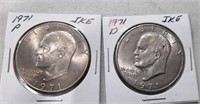 1971 P&D Ike Dollar Coins
