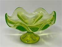 Viking Green Glass Art Glass Pedestal Bowl