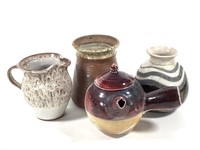 4 Signed Studio Pottery Vessels