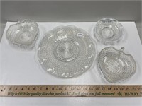 LOT OF 4 PIECES OF MOONSTONE OPALESCENT DISHES