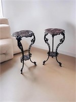 PAIR OF CAST IRON PLANT STANDS